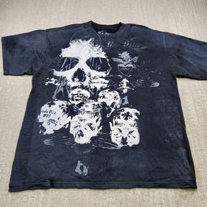 Raw State Shirt Men XL Black Skull Y2K Style Biker MC Grunge Metal Goth